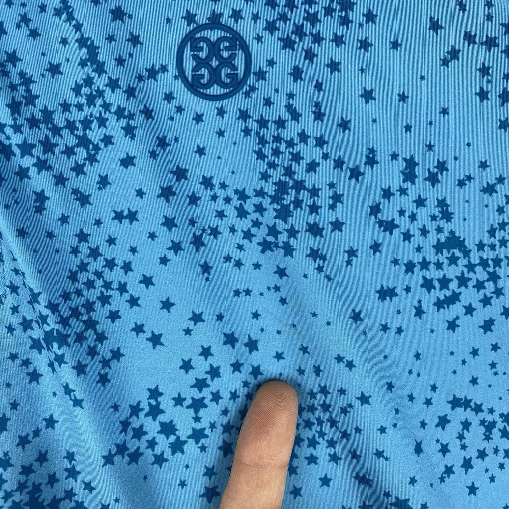 G Fore Shirt Mens XXL Blue Golf Performance Polo Star All Over Geometric READ - Picture 6 of 15